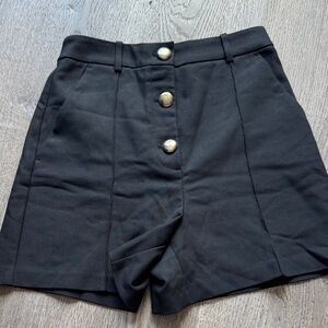 Zara Black High-Waisted Shorts with Gold Buttons